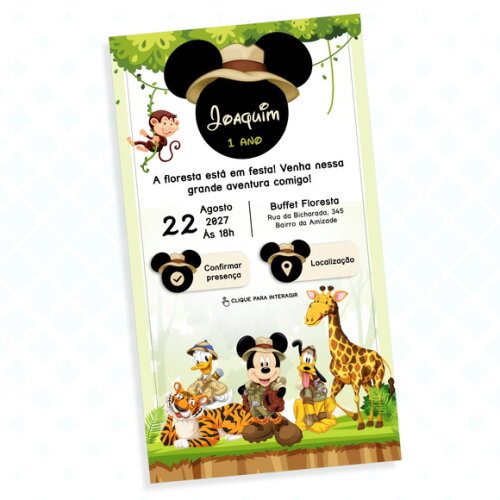 Convite Interativo Mickey Safari