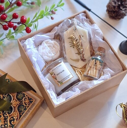 Kit Presente Elegância e Aromas Vela Pistache