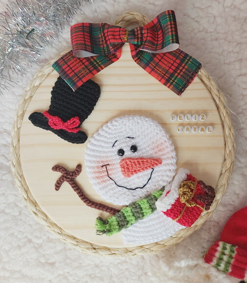 Placa Decorativa de Natal - Boneco de Neve