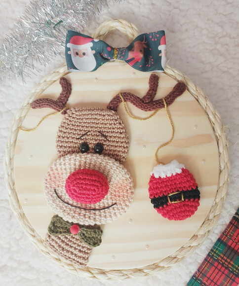 Placa Decorativa de Natal - Rena