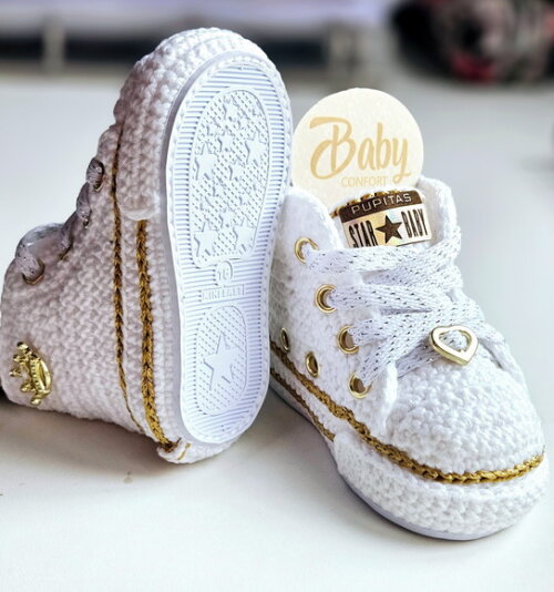 All Starzinho Cano Alto Branco/dourado (par)