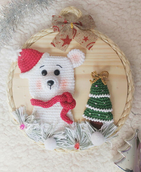 Placa Decorativa de Natal - Urso