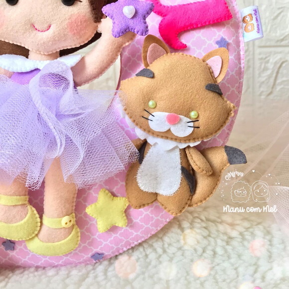 Enfeite de Porta Maternidade Menina com Gatinhos
