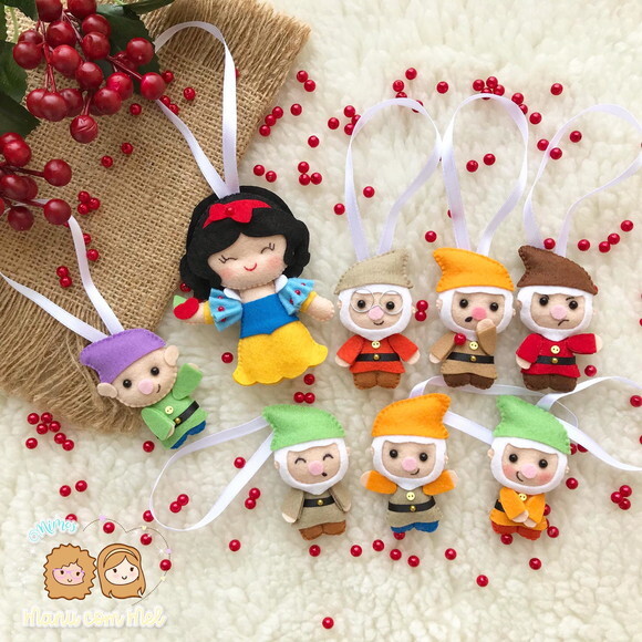 Pingentes de Natal Branca de Neve e os Sete Anões