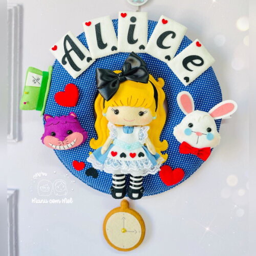 Enfeite de Porta Maternidade Alice no País das Maravilhas