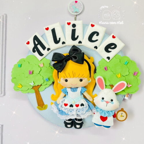 Enfeite de Porta Maternidade Alice no País das Maravilhas