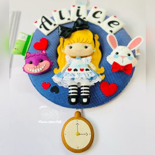 Enfeite de Porta Maternidade Alice no País das Maravilhas