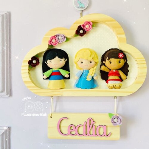 Kit Enfeite de Porta + Móbile de Berço Princesas