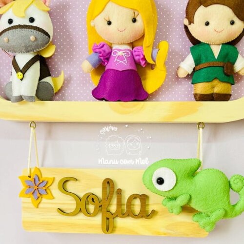 Kit Enfeite de Porta + Móbile de Berço Enrolados Rapunzel