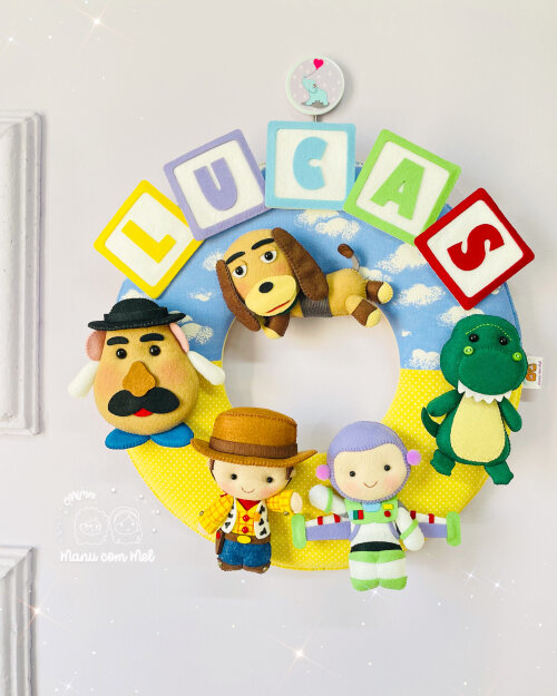 Kit Enfeite de Porta + Móbile de Berço Toy Story