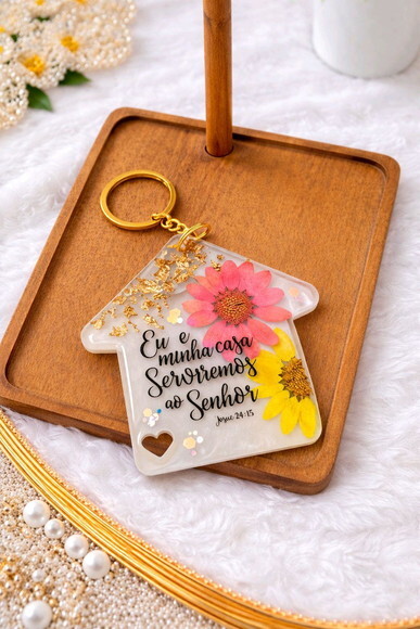 Chaveiro Casinha com Foto - Lar Doce Lar