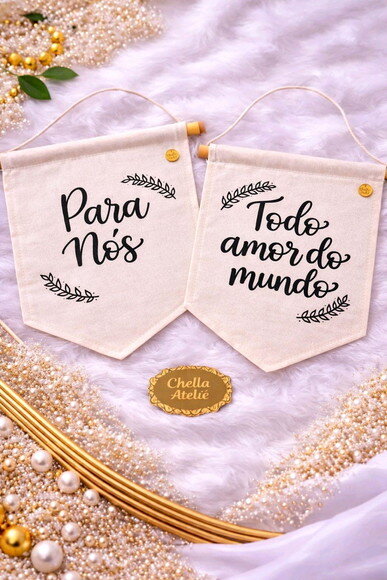 Par de Flamulas para Cadeira dos Noivos