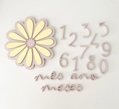 Kit Mesversário Flor 12 Pétalas – Design Exclusivo – MDF Pr