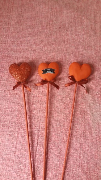 Pick Coração no Palito com Glitter