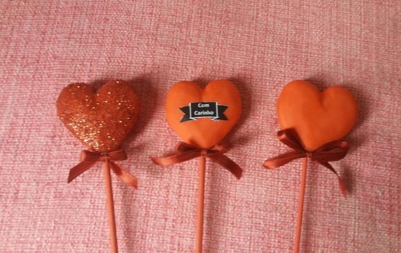 Pick Coração no Palito com Glitter