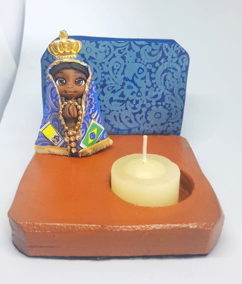 Santinhos em Biscuit com Capela de mdf ? Oratório Artesanal