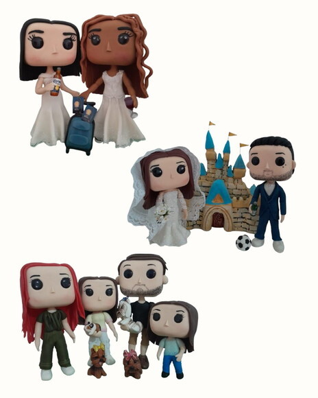 Topo de Bolo Casamento Estilo Funko Personalizado 15cm