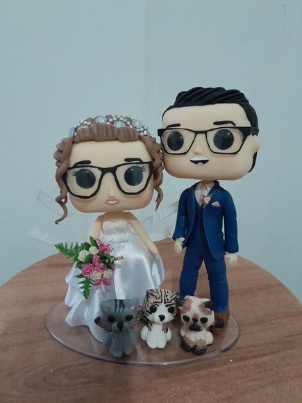 Topo de Bolo Casamento Funko Pop