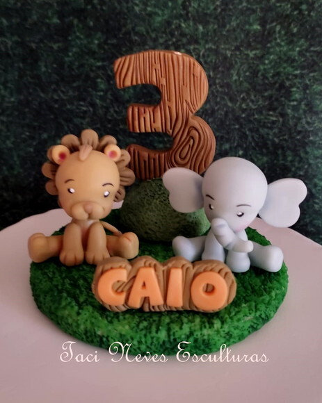 Topo de Bolo Safari