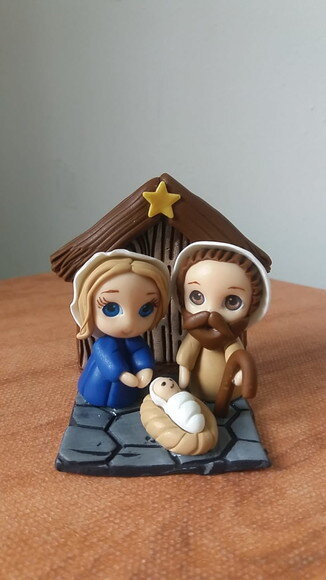 Mini Santinhos para Presépio de Natal em Biscuit