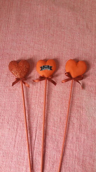 Pick Coração no Palito com Glitter