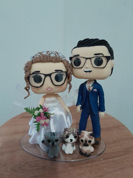 Topo de Bolo Casamento Funko Pop