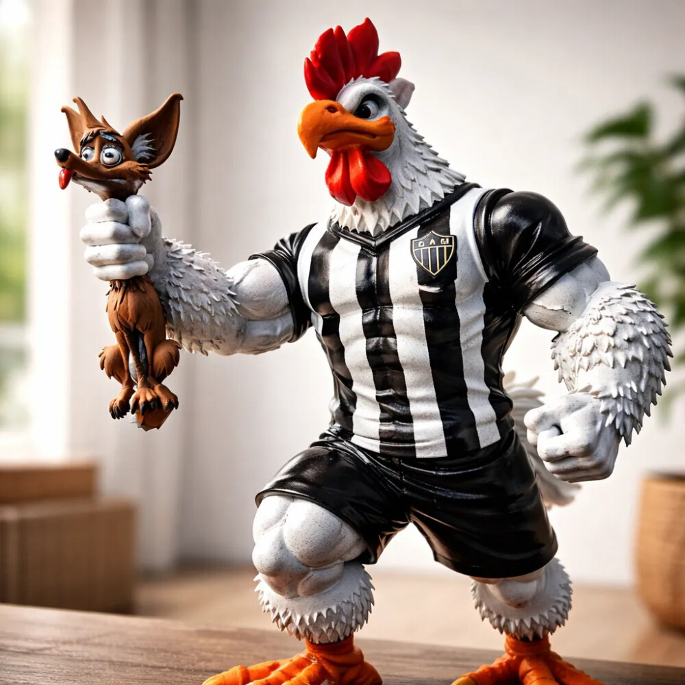 Estátua do Galo doido pega raposa