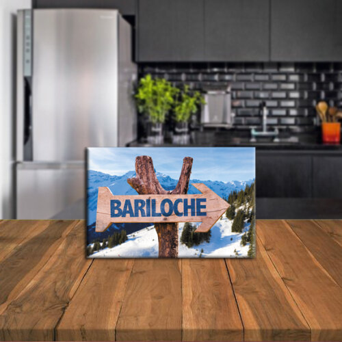 Imã de Geladeira Decorativo Turístico – Placa Bariloche – Argentina, Neve