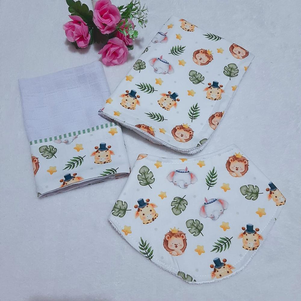 Kit Safari Toalhinha de Ombro - Burp Cloth - Babita - Babeiro Ban
