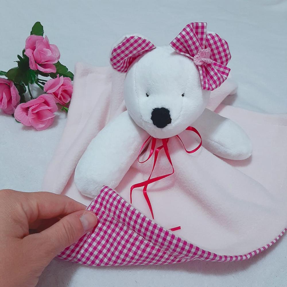 Naninha soft Ursinha Xadrez Rosa