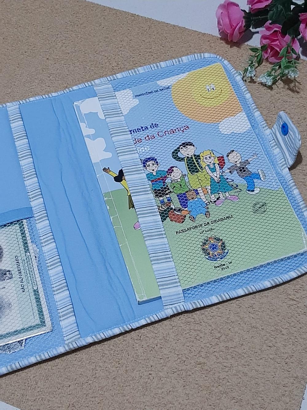 Capa para Caderneta de Vacinação e Porta Documentos do Bebê: d
