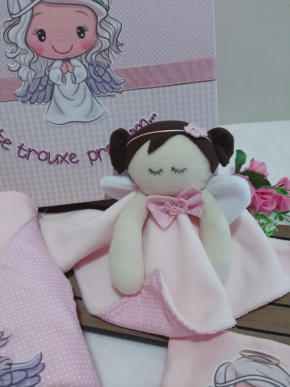 Caixa Presente Bebê Anjinha Rosa - Frases