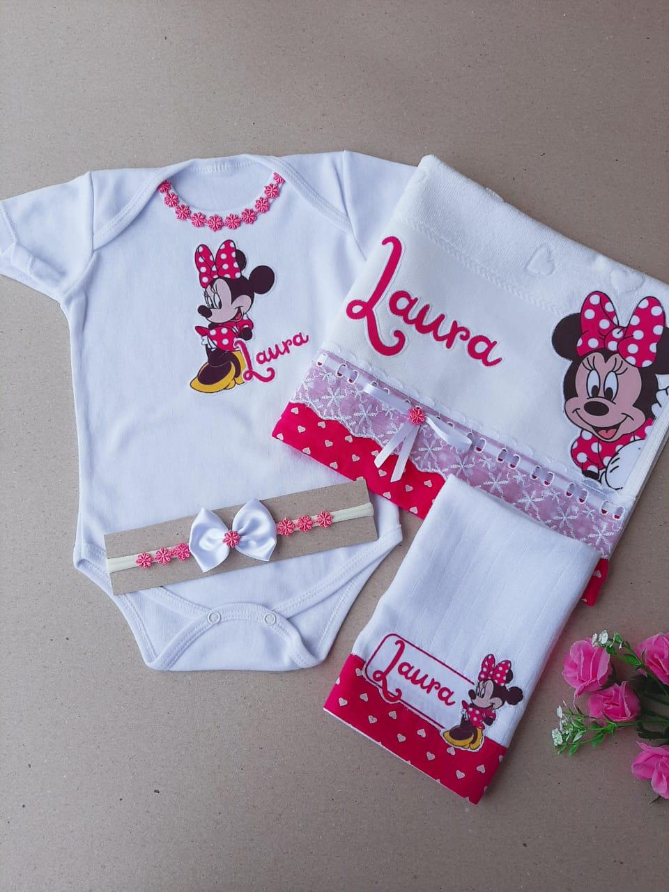 Caixinha Personalizada Presente para Bebê Ratinha Pink com Body