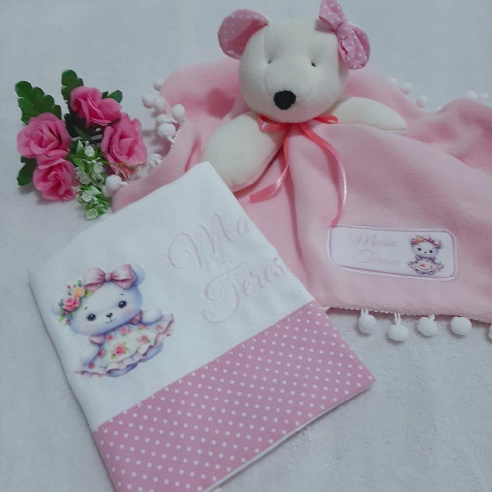Naninha soft Ursinha rosa e babita personalizada
