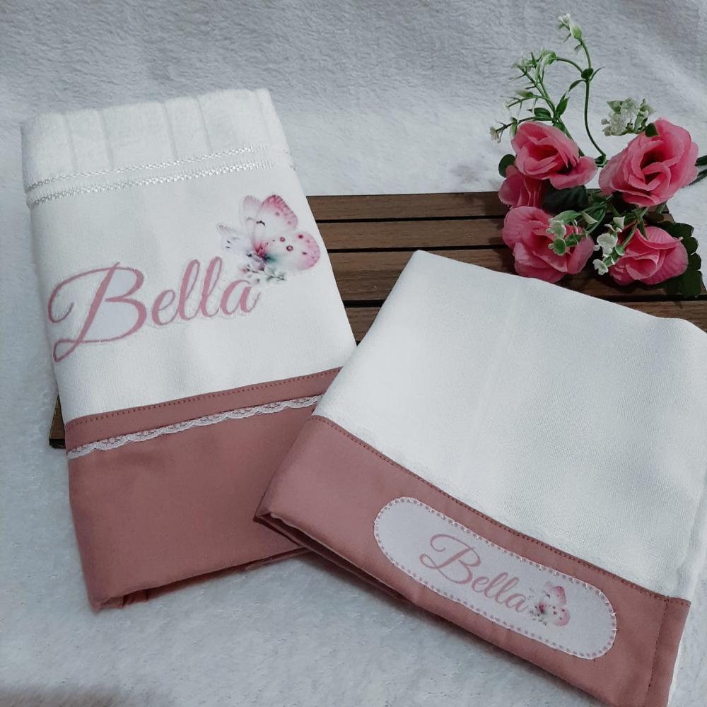 Kit Presente para bebê: naninha, cueiro, babita e toalha Borbole