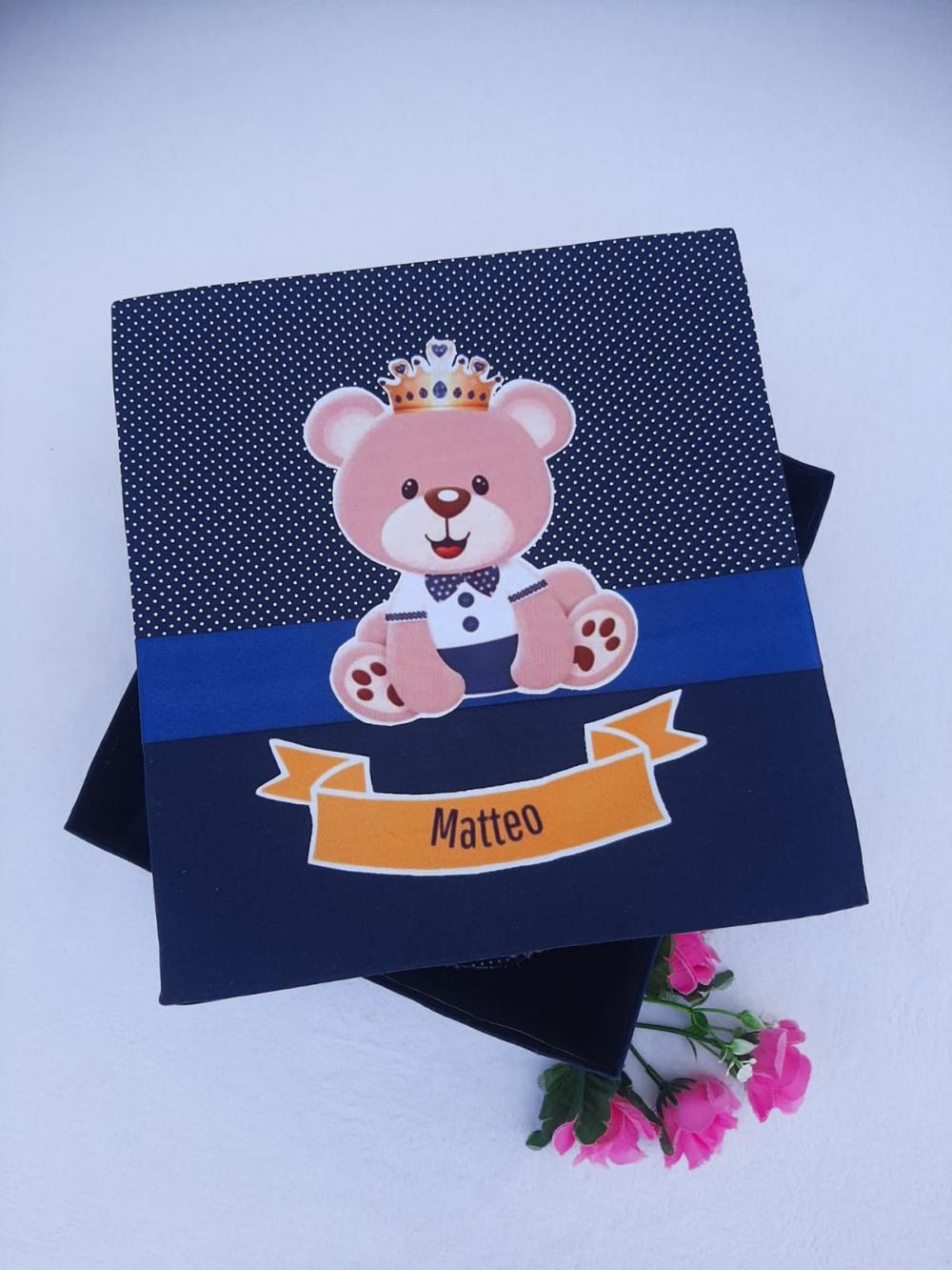 Caixinha Personalizada Presente para Bebê Ursinho - babeiro, bab