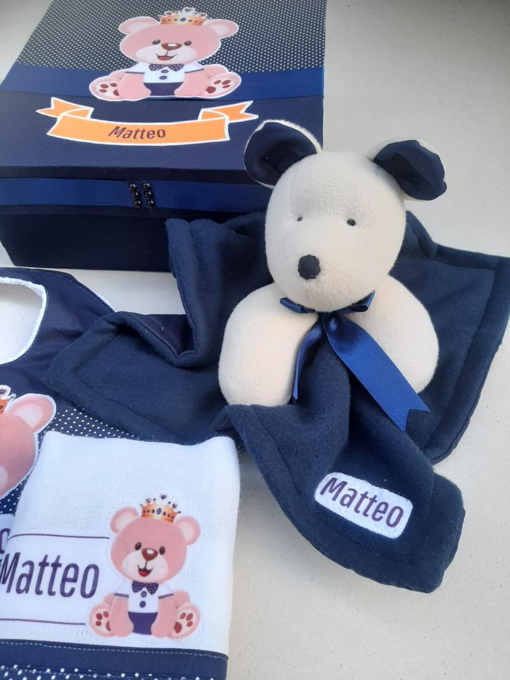 Caixinha Personalizada Presente para Bebê Ursinho - babeiro, bab