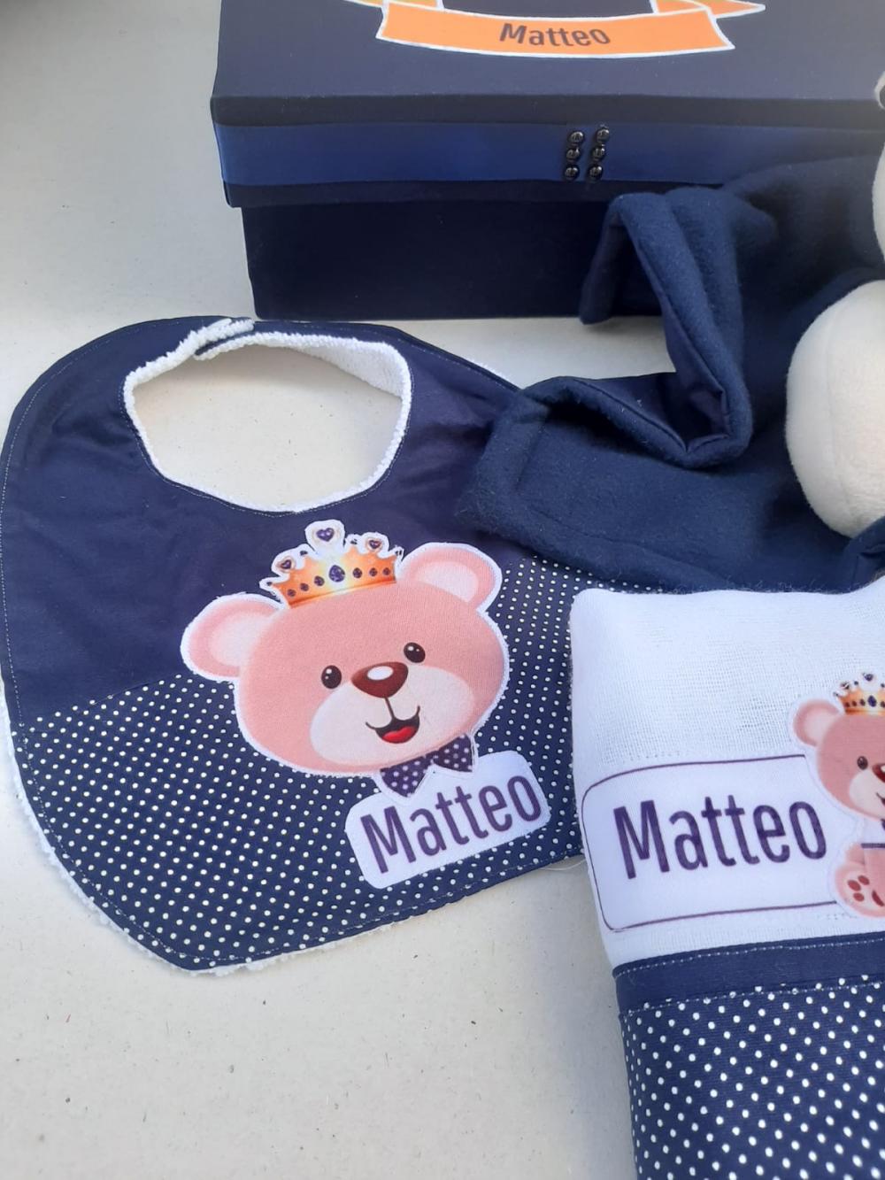 Caixinha Personalizada Presente para Bebê Ursinho - babeiro, bab