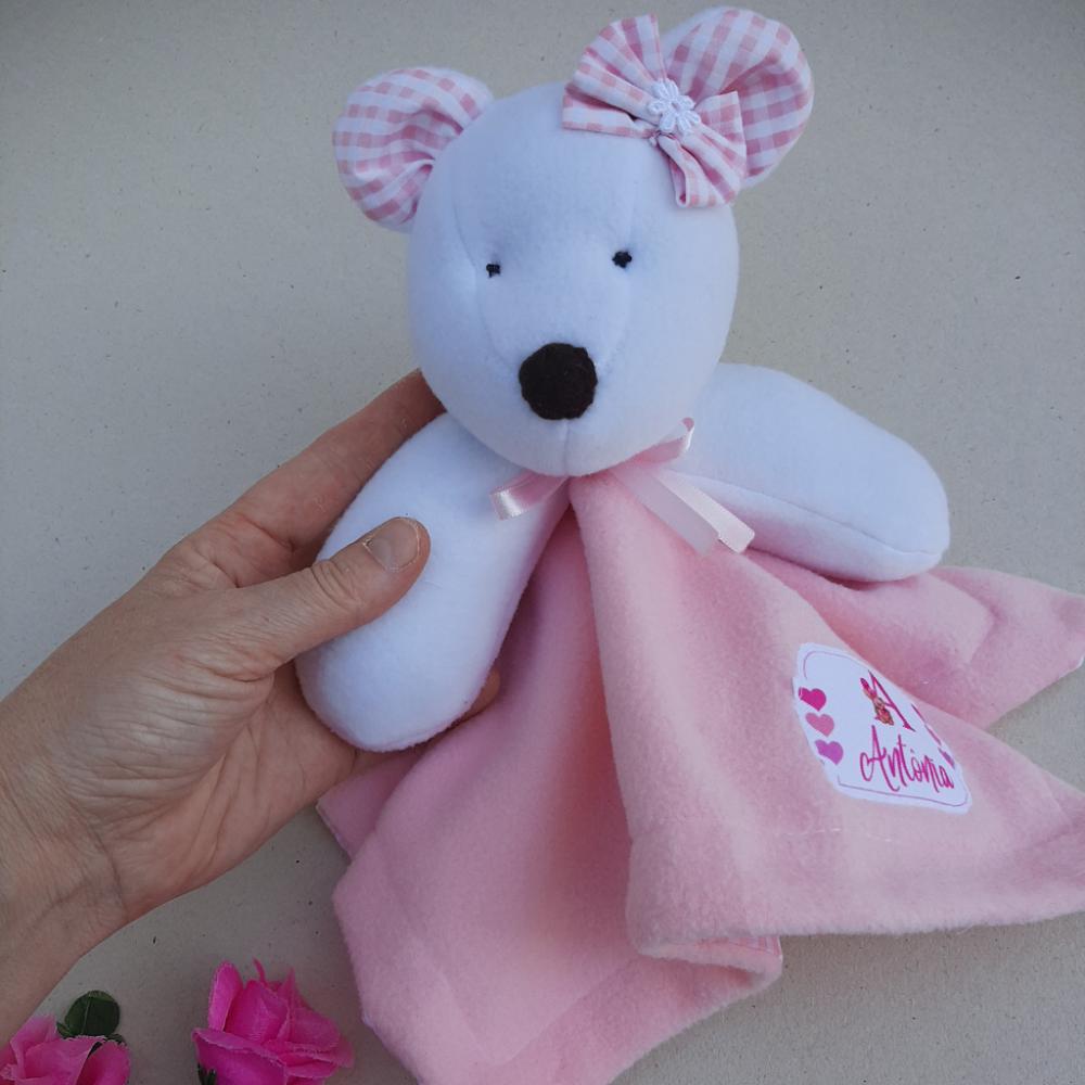 Naninha Ursinha Rosa Claro - Personalizada - Mimos na Caixa
