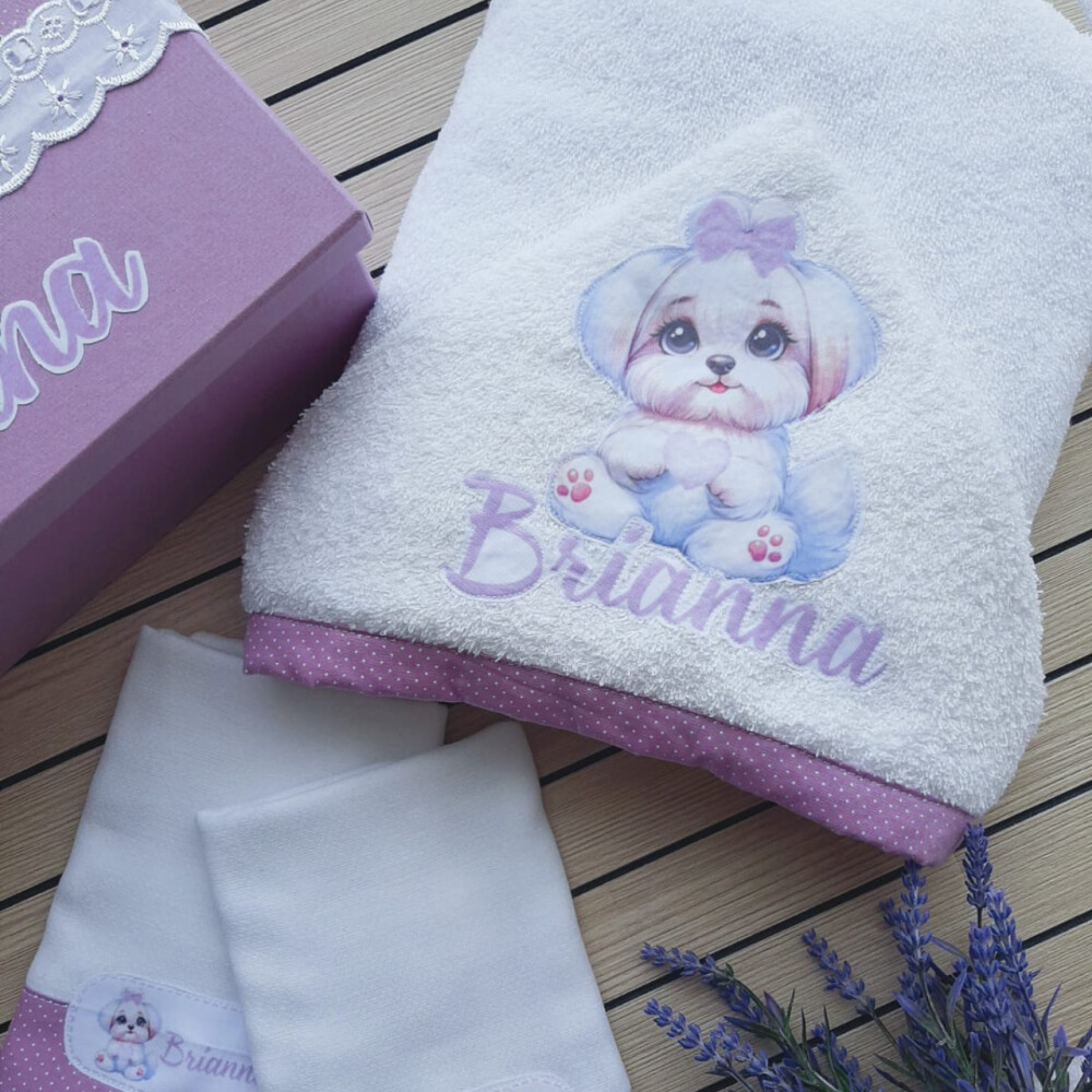 Kit para Bebê Personalizado – Toalha de Banho, Babitas e Caixa