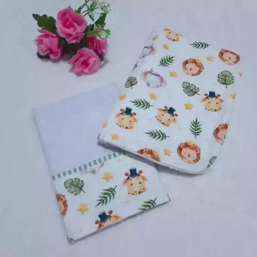 Duplinha paninho de ombro Burp Cloth e babita Safari