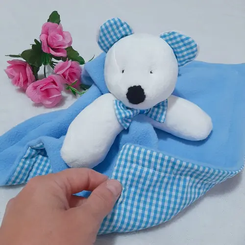 Naninha soft Ursinho Xadrez Azul