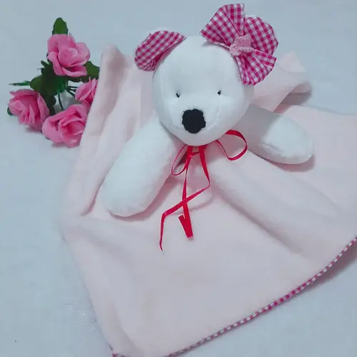 Naninha soft Ursinha Xadrez Rosa