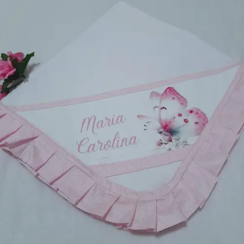 Cueiro flanelado personalizado Borboletas