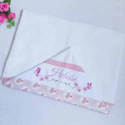 Toalha De Banho com Capuz 1mx70cm atoalhada com forro de fralda