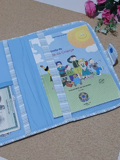 Capa para Caderneta de Vacinação e Porta Documentos do Bebê: d