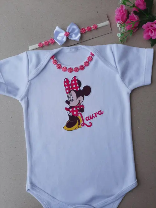 Caixinha Personalizada Presente para Bebê Ratinha Pink com Body