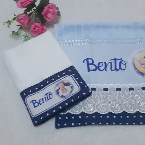 Toalhinha de mão personalizada para bebê e babita Ursinho Soneca