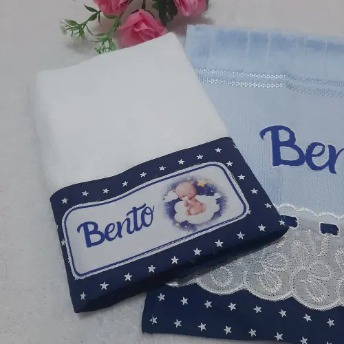 Toalhinha de mão personalizada para bebê e babita Ursinho Sonec