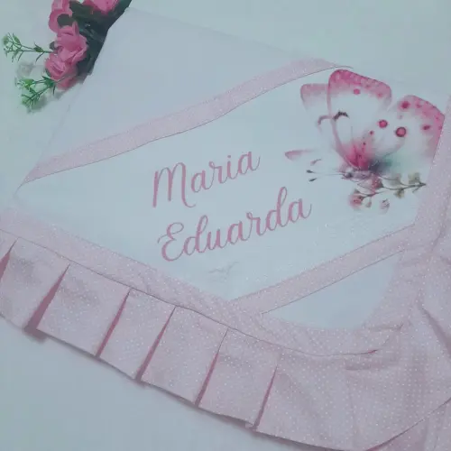 Cueiro flanelado personalizado Borboletas
